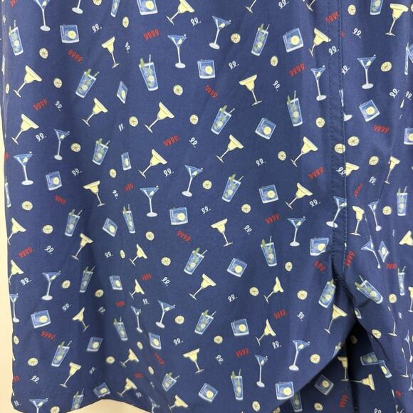 New Cocktail Print Rainforest Blue Volley Swim Trunks Mens Large Quick Dry Beach - Picture 10 of 14